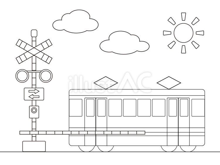 Free vectors railroad crossing and train coloring for kids