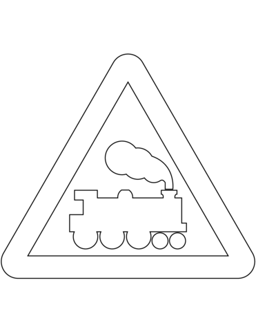 Railway level crossing without gate or barrier ahead sign in the united kingdom coloring page free printable coloring pages