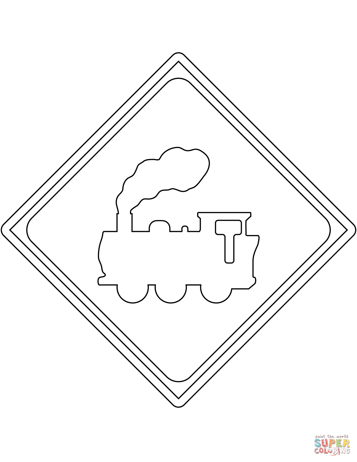 Railroad crossing ahead sign in japan coloring page free printable coloring pages