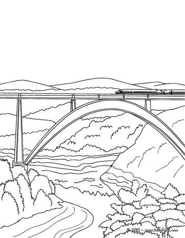 High speed rail crossing a very modern and high bridge coloring page high speed rail coloring pages speed rail