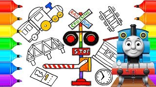 How to draw railroad crossing coloring pages toys train for children