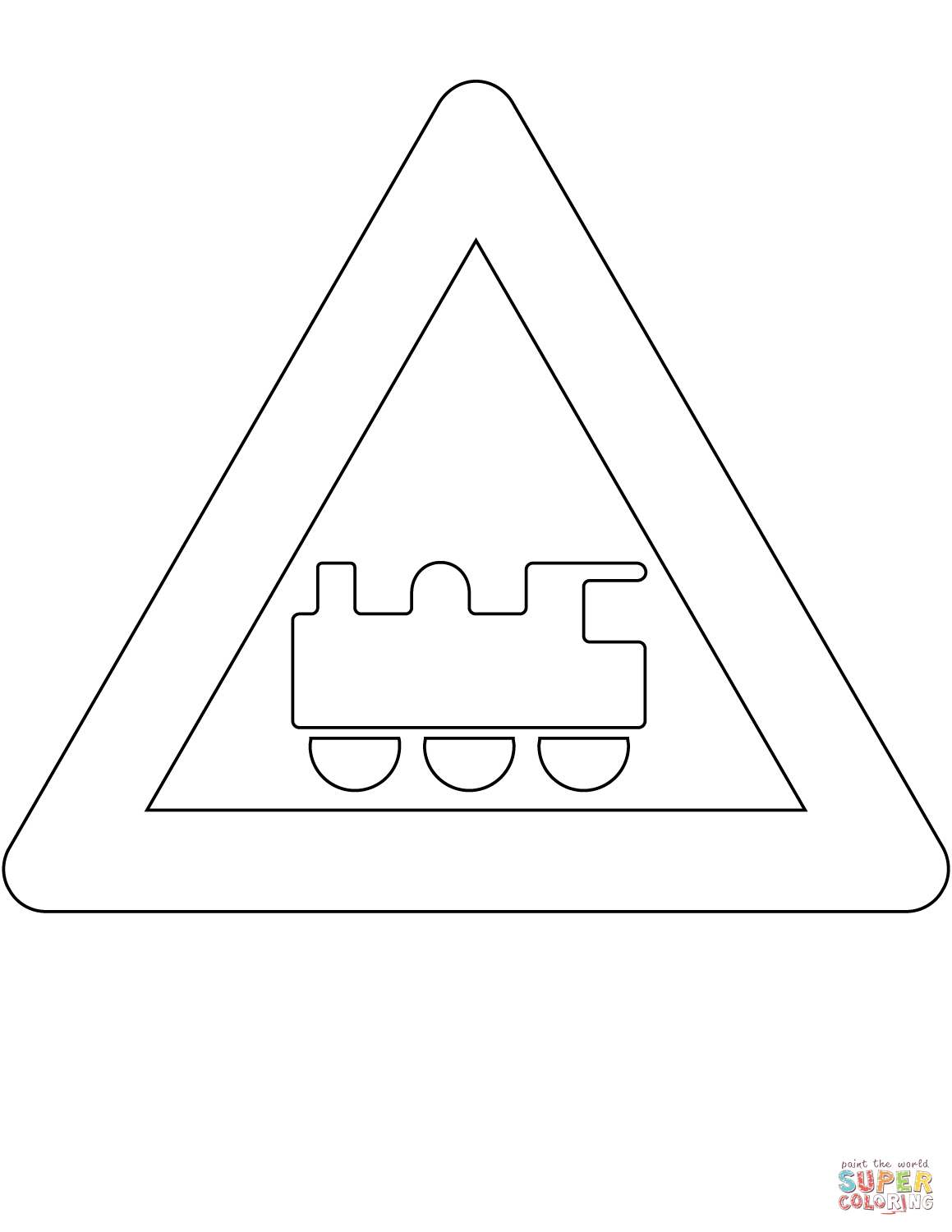 Level crossing without barriers ahead sign in denmark coloring page free printable coloring pages