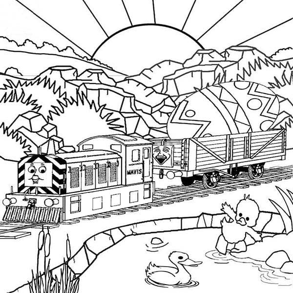 Thomas the tank engine carrying easter egg on railroad coloring page color luna coloring pages fish coloring page animal coloring pages