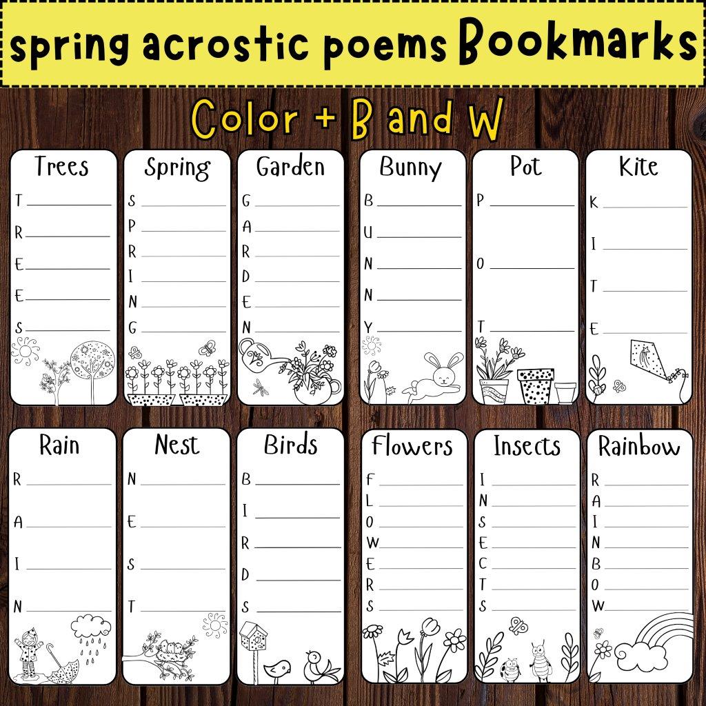 Spring acrostic poems bookmarks poetry writing spring writing activity made by teachers