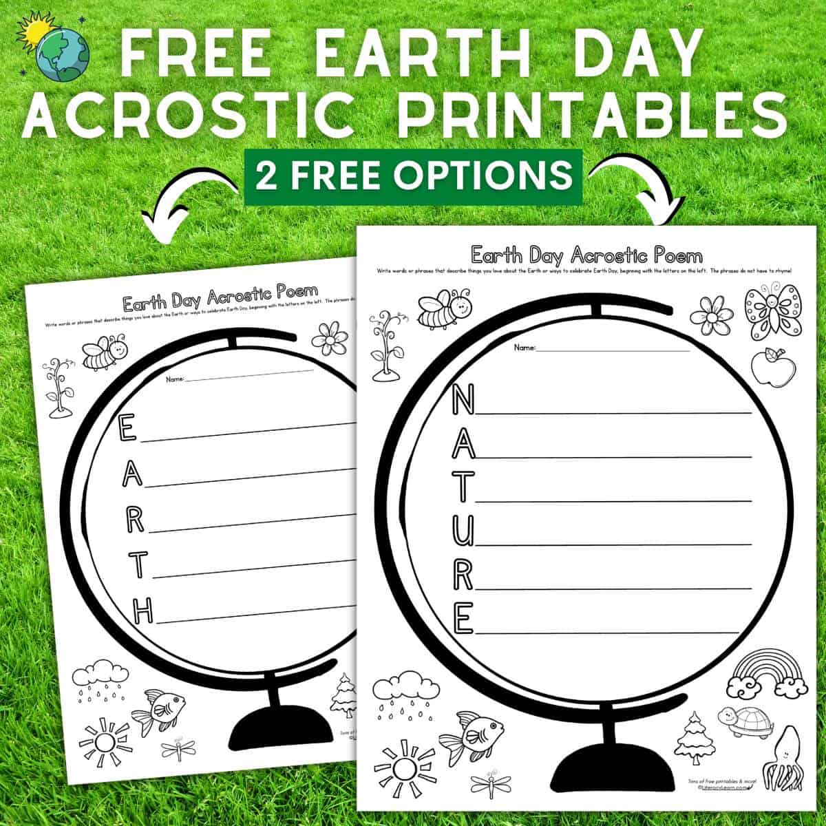 Earth day acrostic poem worksheets