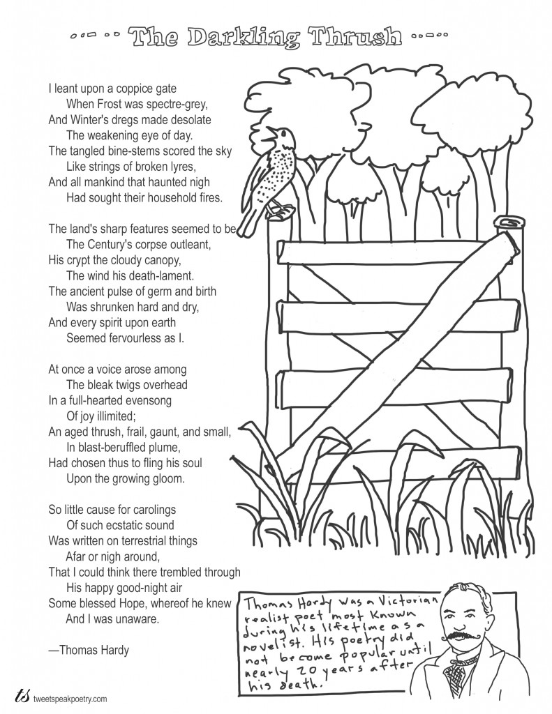 Coloring page poems the darkling thrush by thomas hardy