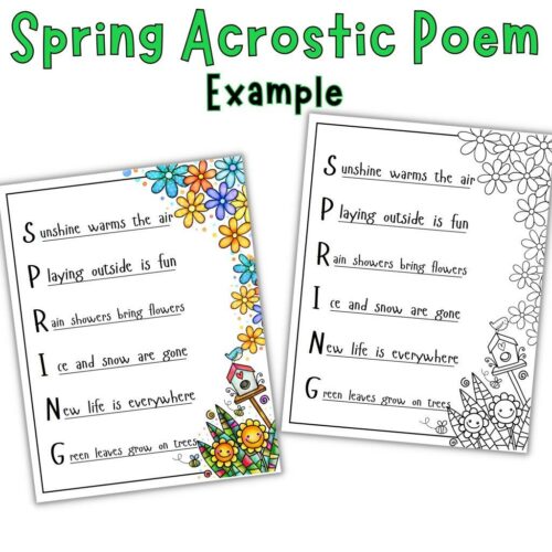 Spring acrostic poems poetry writing bulletin board decoration made by teachers