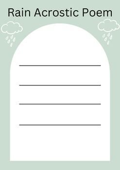 Rain acrostic poem template by hayden hobby tpt