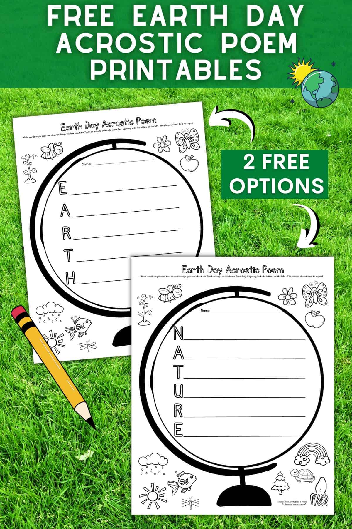 Earth day acrostic poem worksheets