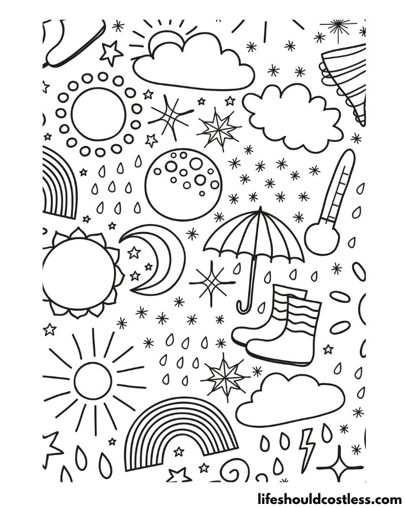 Rain coloring pages free printable pdf templates