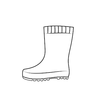 Premium vector rubber boot line icon wellington rain boots vector sketch illustration rain boot outline icon hand drawn rubber boots doodle drawing illustration