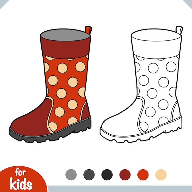 Premium vector coloring book for children cartoon rubber boot