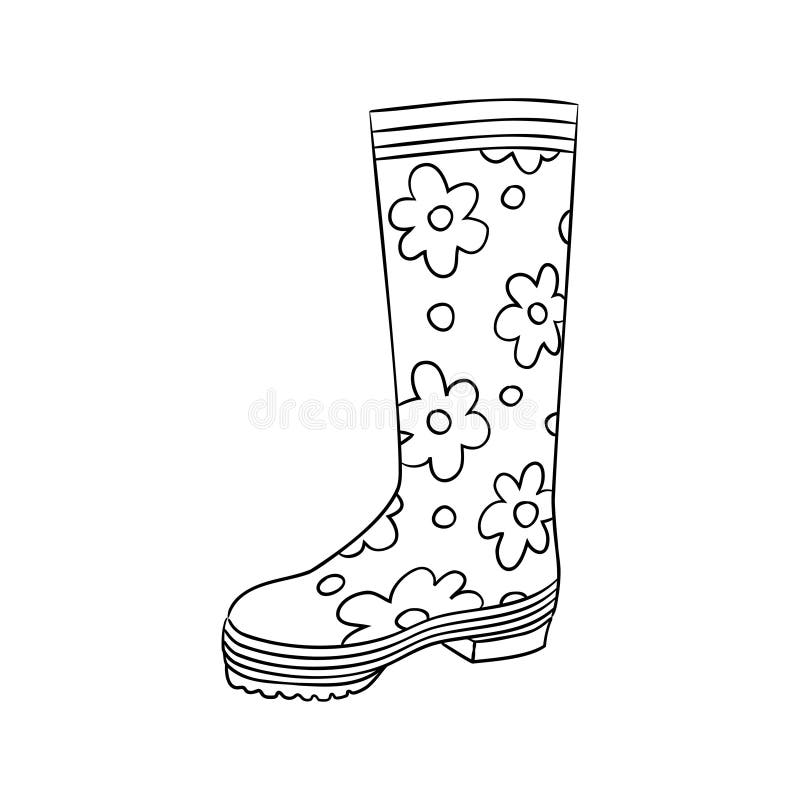 Rubber boot with floral pattern stock vector