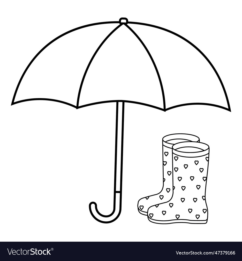 Coloring page for kids with rubber boots vector image