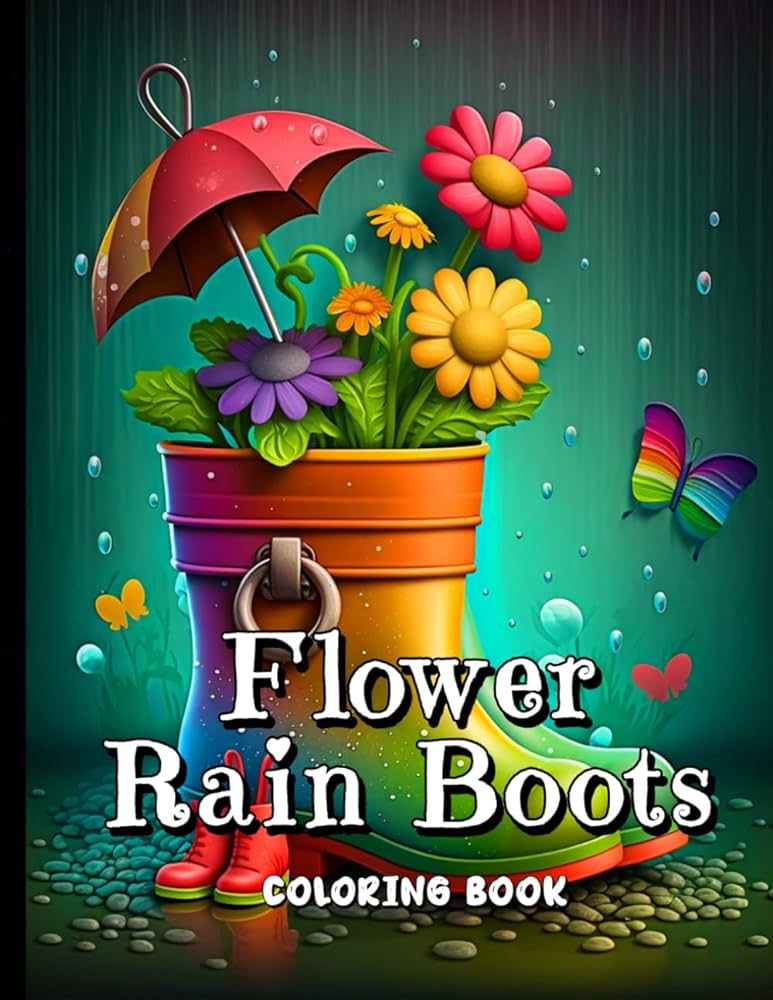 Flower rain boots coloring book cute designs with flowers and boots for adults to color relax and enjoy silverlance janeparis books