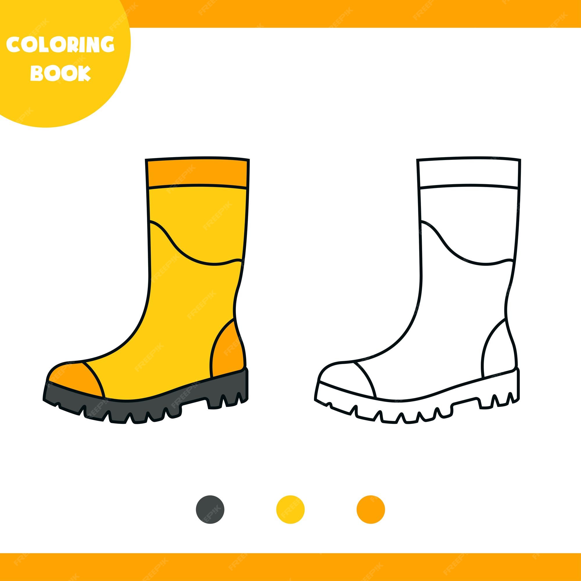 Premium vector rubber boots coloring book