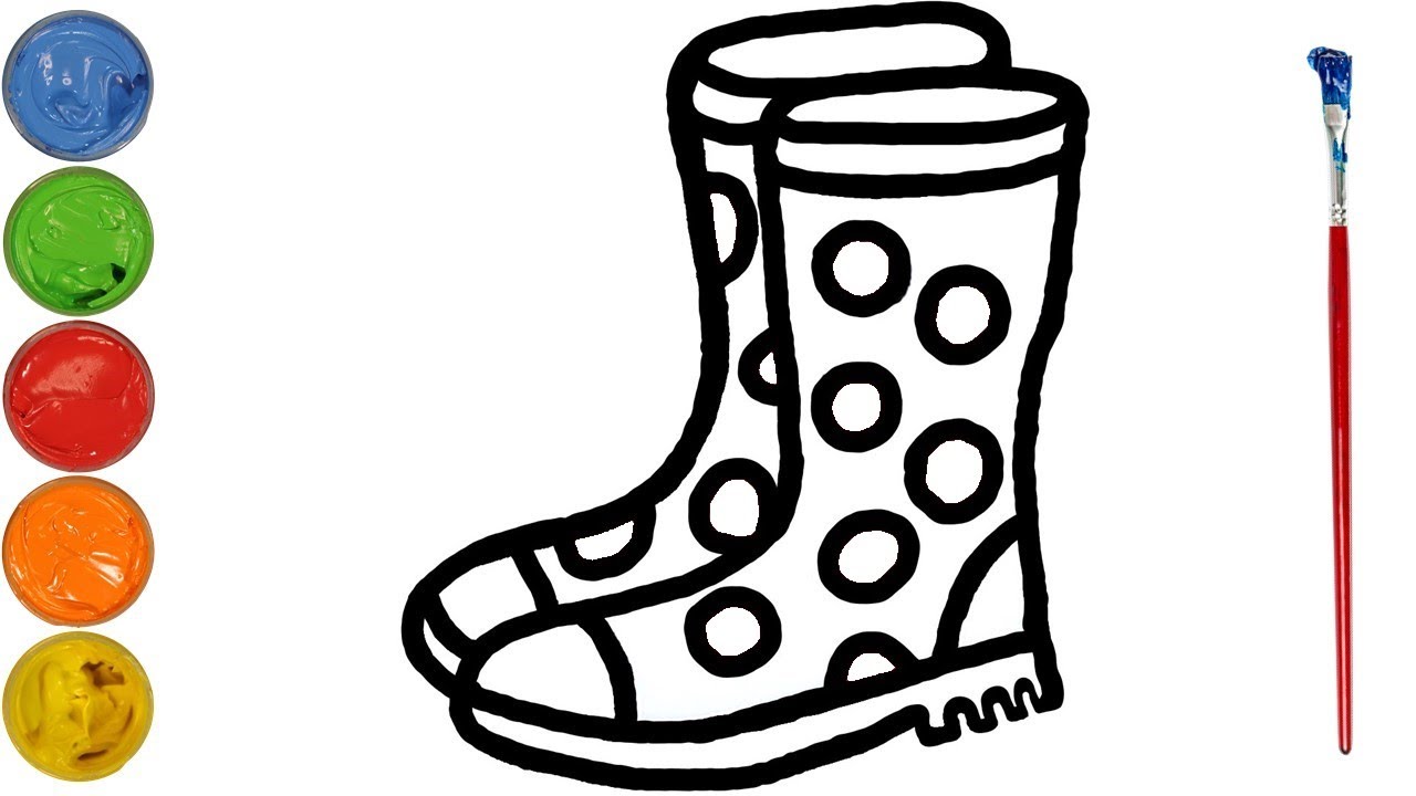 Rubber boots drawing painting coloring for kids toddlers color and learn watch e drawing