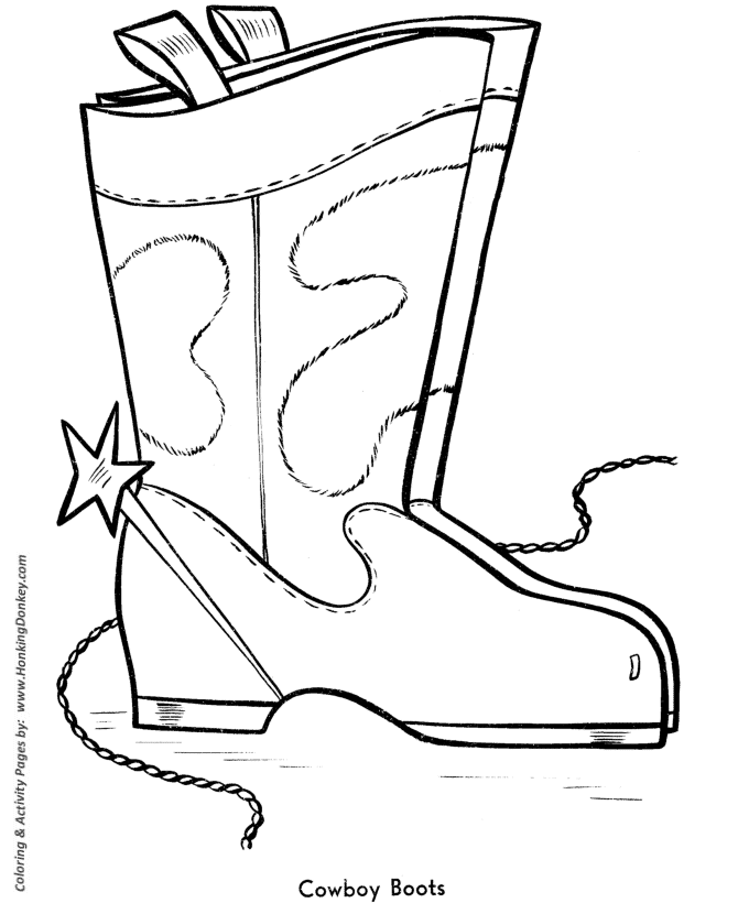 Easy shapes coloring pages free printable cowboy boots easy coloring activity pages for prek and primary kids