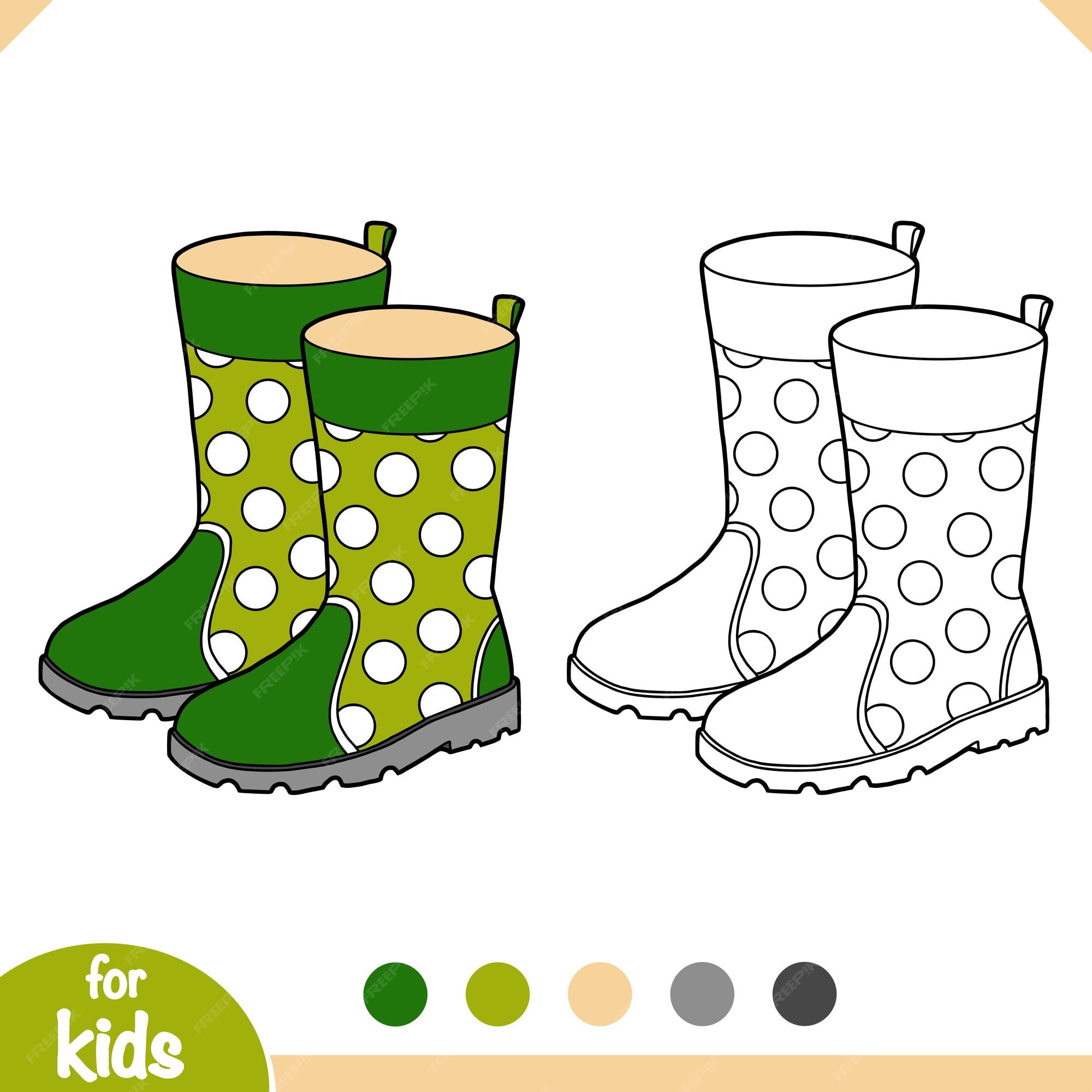 Premium vector coloring book cartoon shoe collection rubber boots