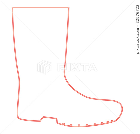 Neon rubber boots red color vector illustration