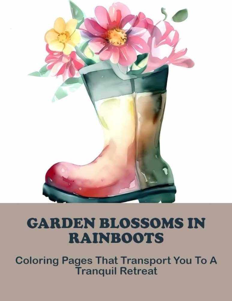 Garden blossoms in rainboots coloring pages that transport you to a tranquil retreat frohock jed books