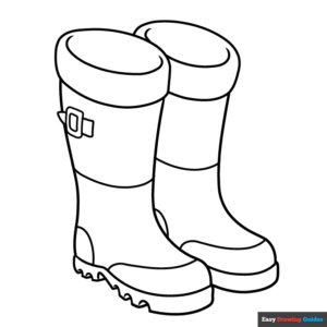 Rubber boots coloring page easy drawing guides