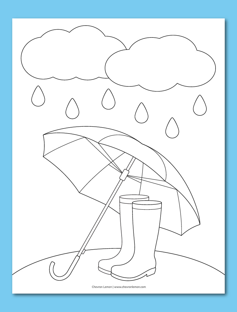 Free printable rainy day coloring page