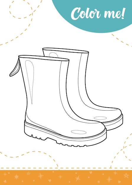 Premium vector coloring page for kids with rubber boots a printable worksheet vector illustration