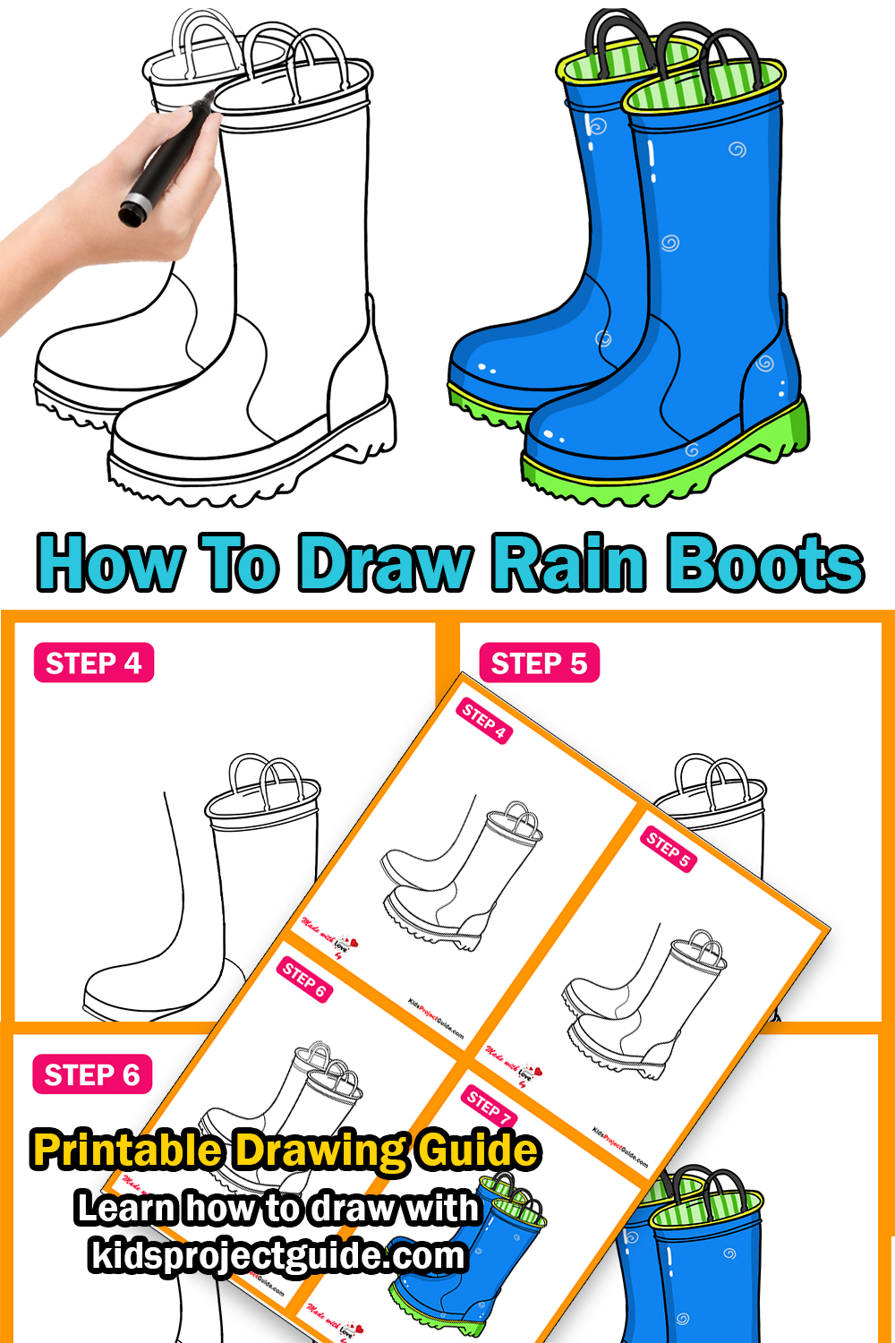 How to draw rain boots easy step by step guide