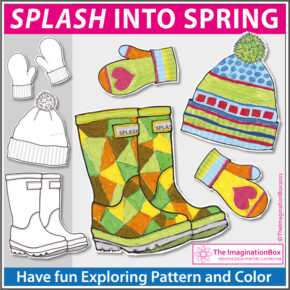 Spring coloring pages rain boots umbrella hat and mittens art activity