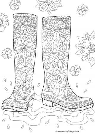 Wellies doodle louring page