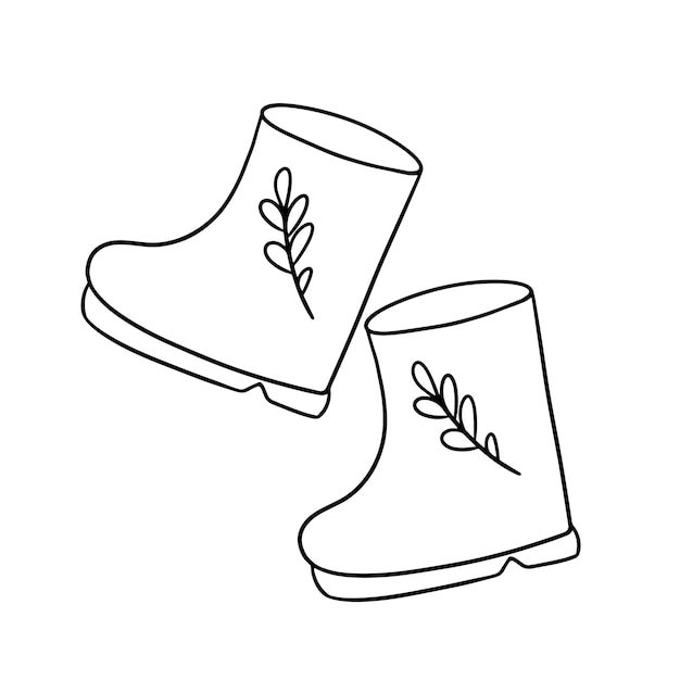 Premium vector monochrome picture autumn rubber boots vector cartoon