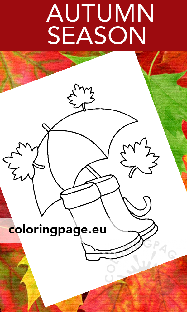 Rain boots and umbrella coloring page