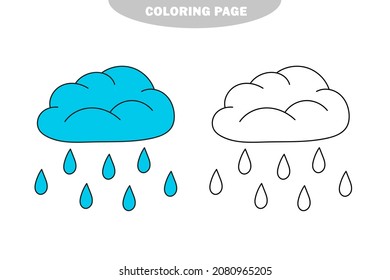 Simple coloring page cute raining cloud stock vector royalty free