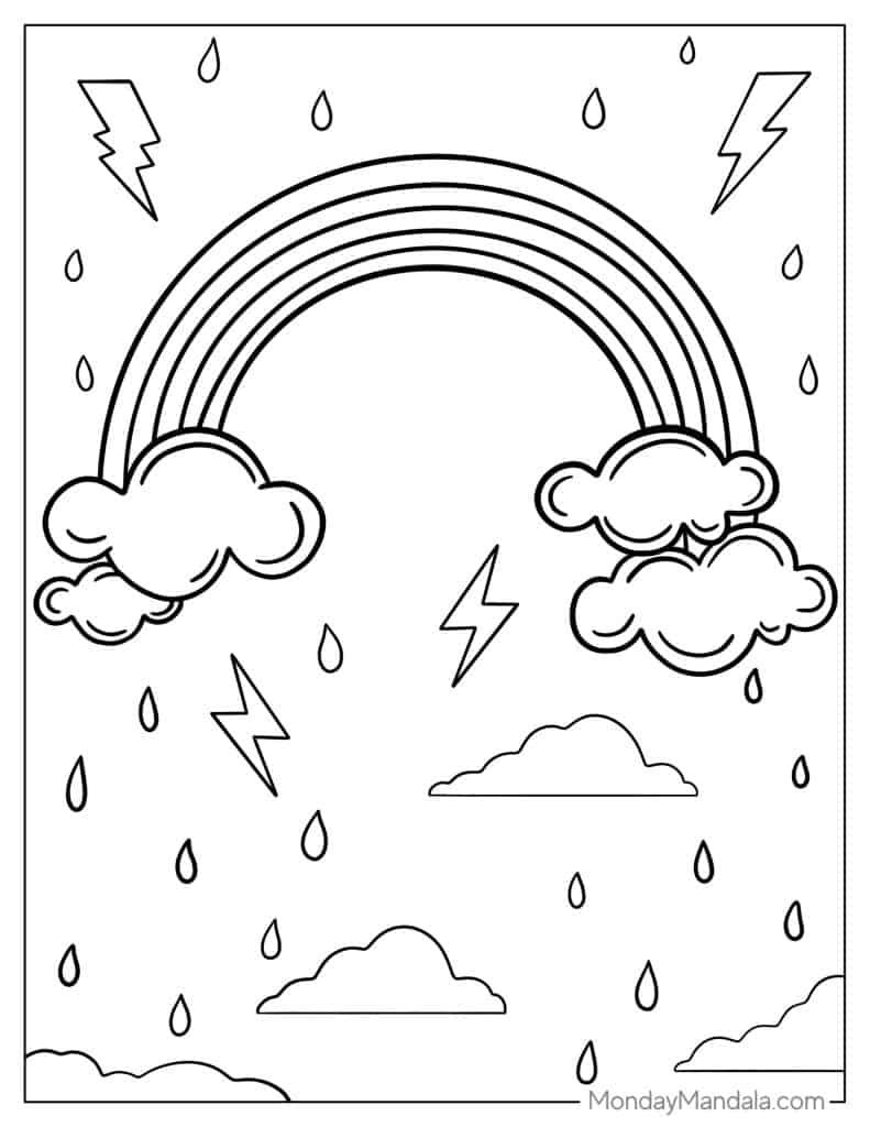 Rainbow coloring pages free pdf printables