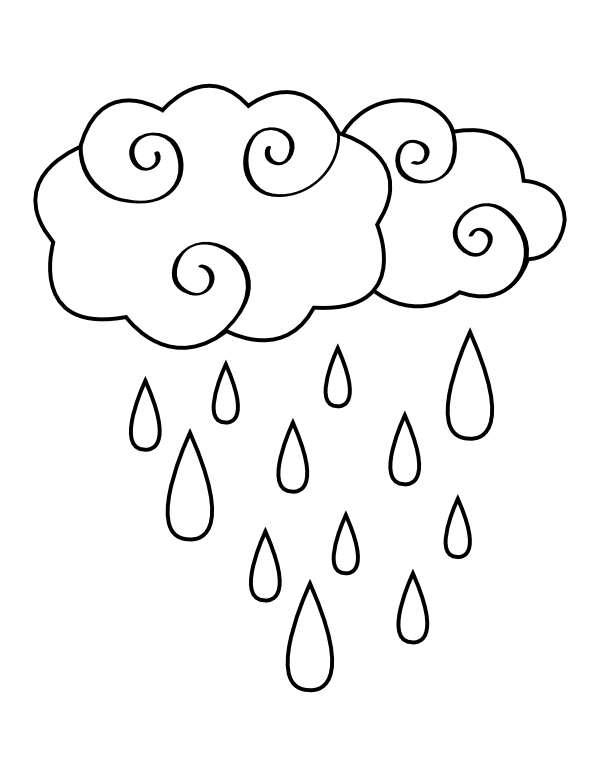 Printable rain cloud coloring page