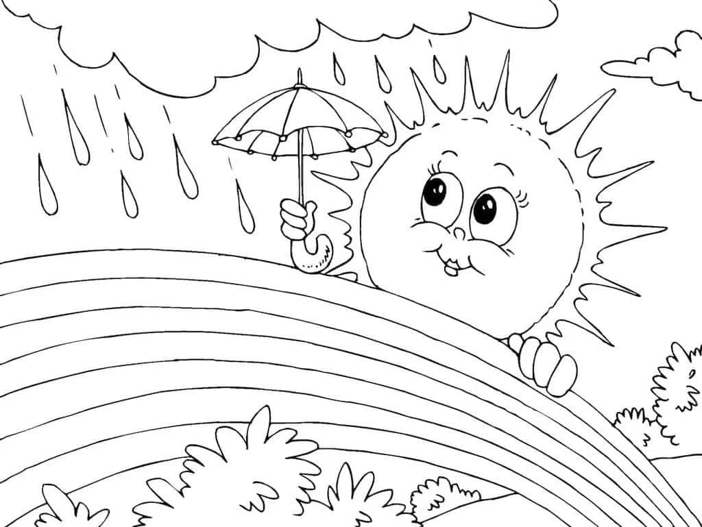 Download sun and rain coloring pages