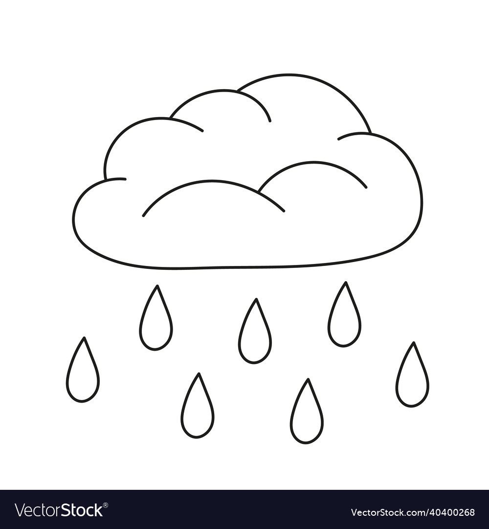 Simple coloring page cute raining cloud royalty free vector