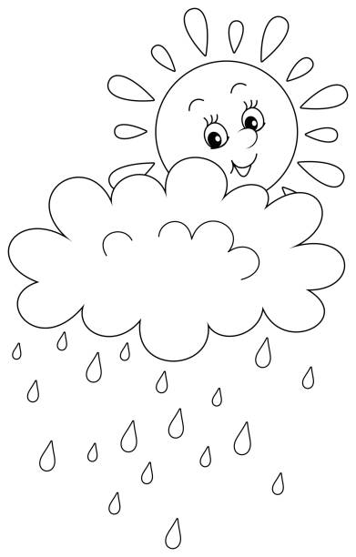 Spring rain coloring page stock illustrations royalty