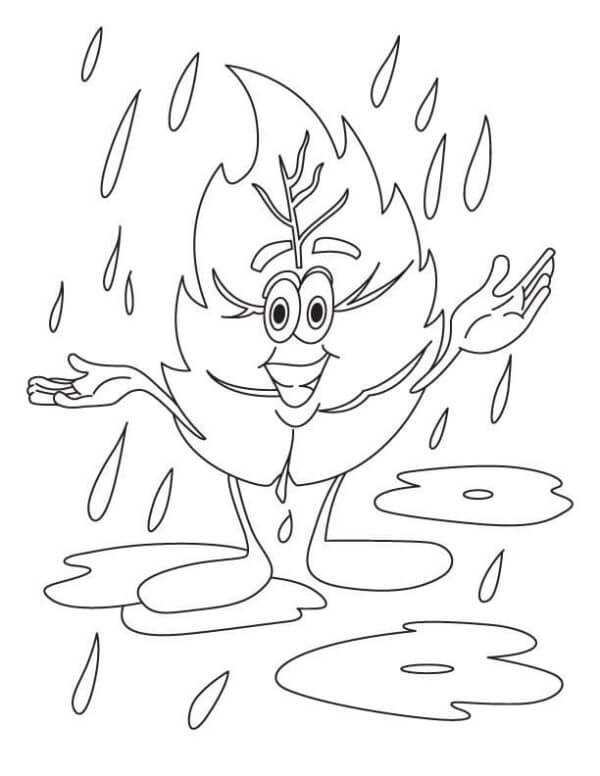 A leaf soaked in the rain coloring page