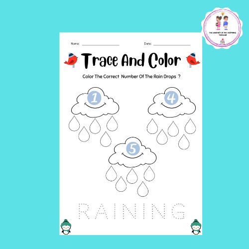 Winter coloring pagescoloring rain drops made by teachers