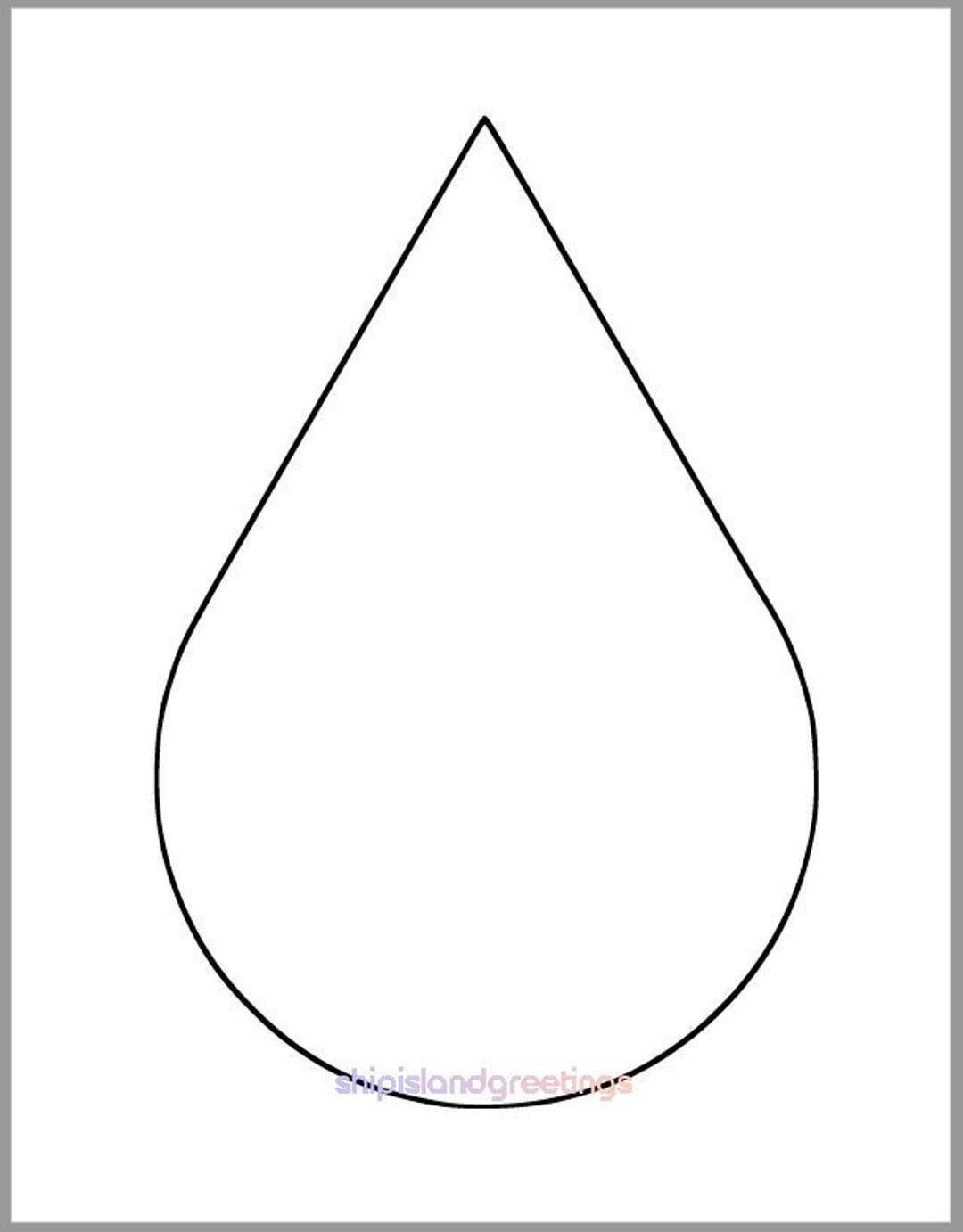 Inch printable rain drop template