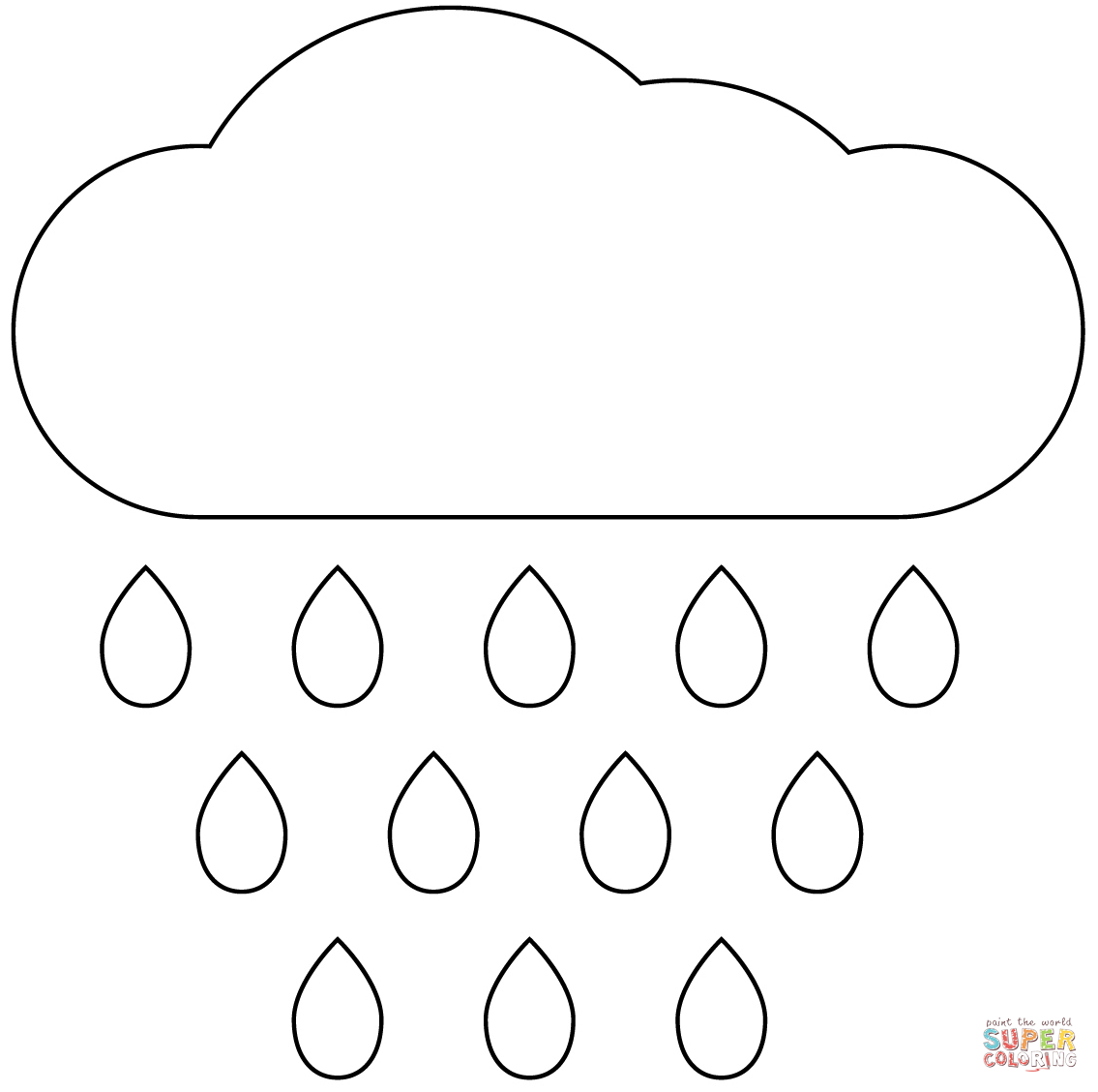 Cloud with rain coloring page free printable coloring pages