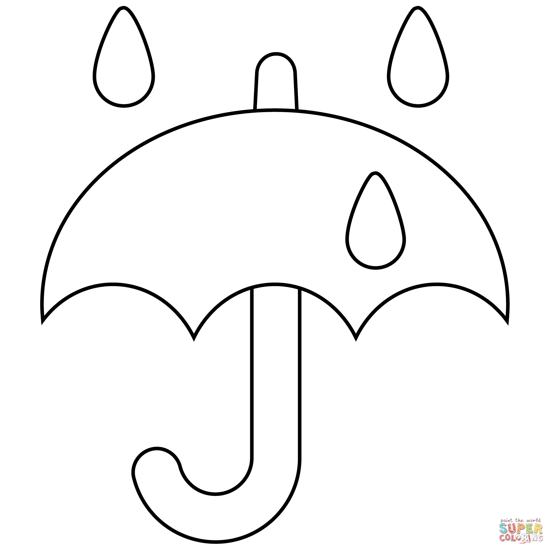 Umbrella with rain drops emoji coloring page free printable coloring pages