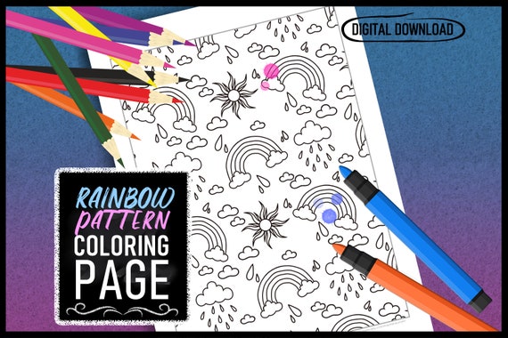 Rainbow pattern digital coloring page printable all