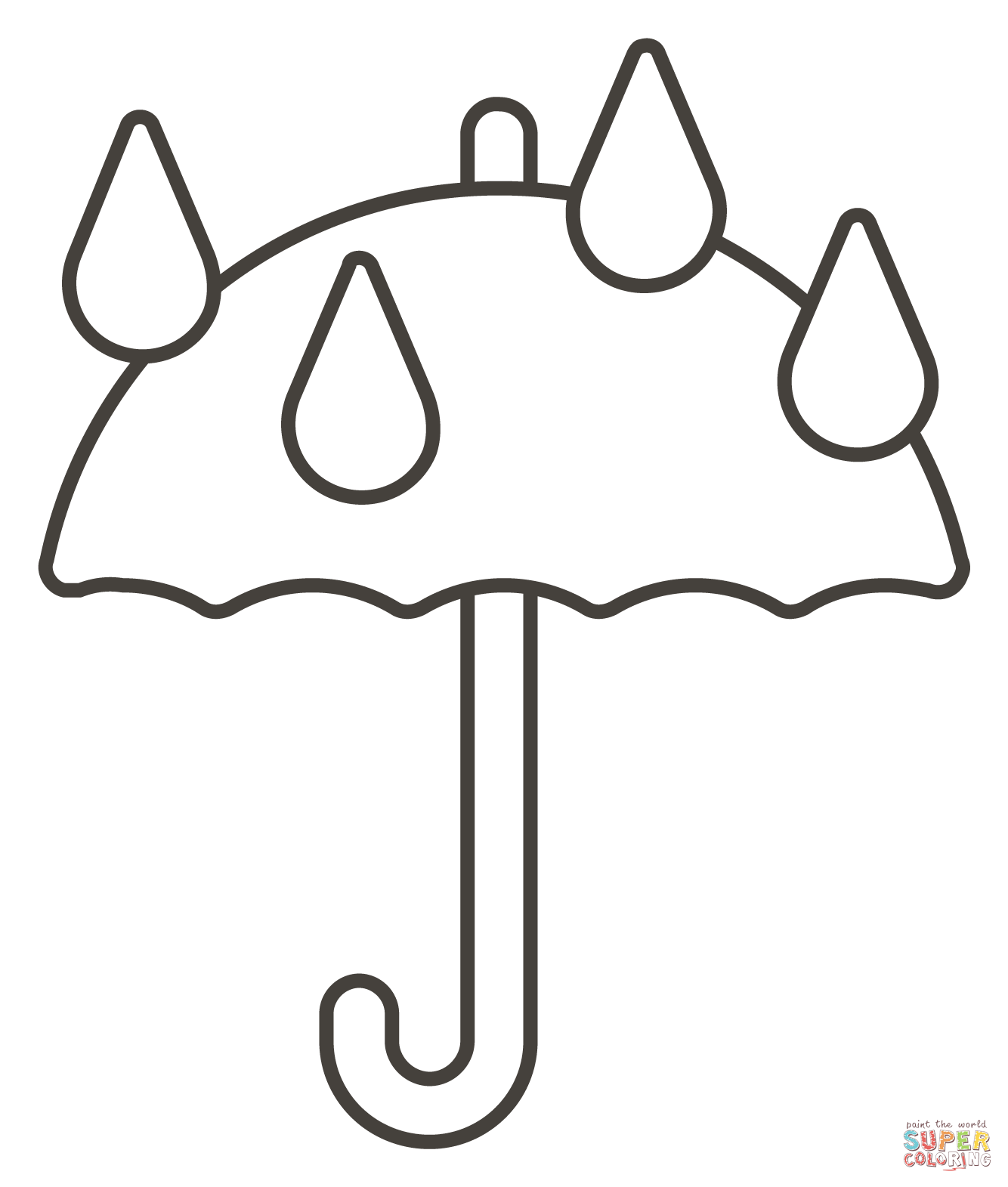 Umbrella with rain drops coloring page free printable coloring pages