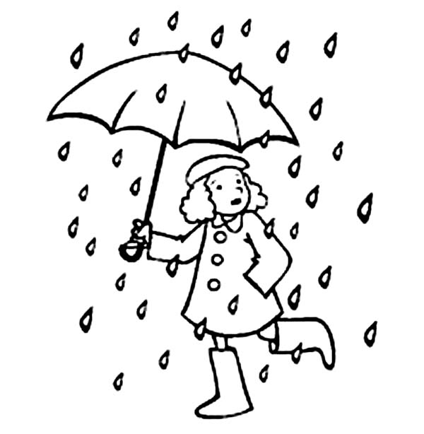 A little running with umbrella in raindrop coloring page color luna coloring pages kids umbrellas rain drops