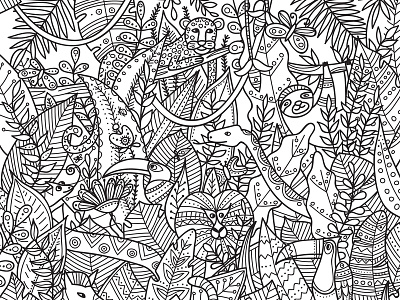 Jungle coloring page by yuliia bahniuk on