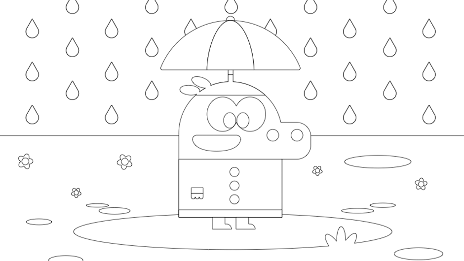 Roly in the rain colouring sheet