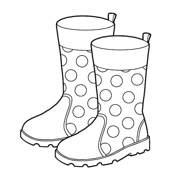 Premium vector coloring book cartoon shoe collection rubber boots